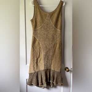 ZAC POSEN Gold color metallic Dress L